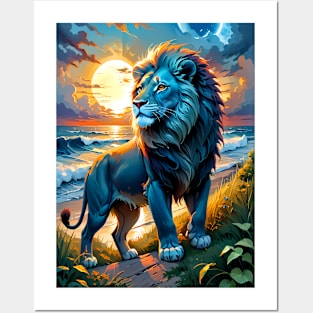 Lion of Night at Sunset Posters and Art